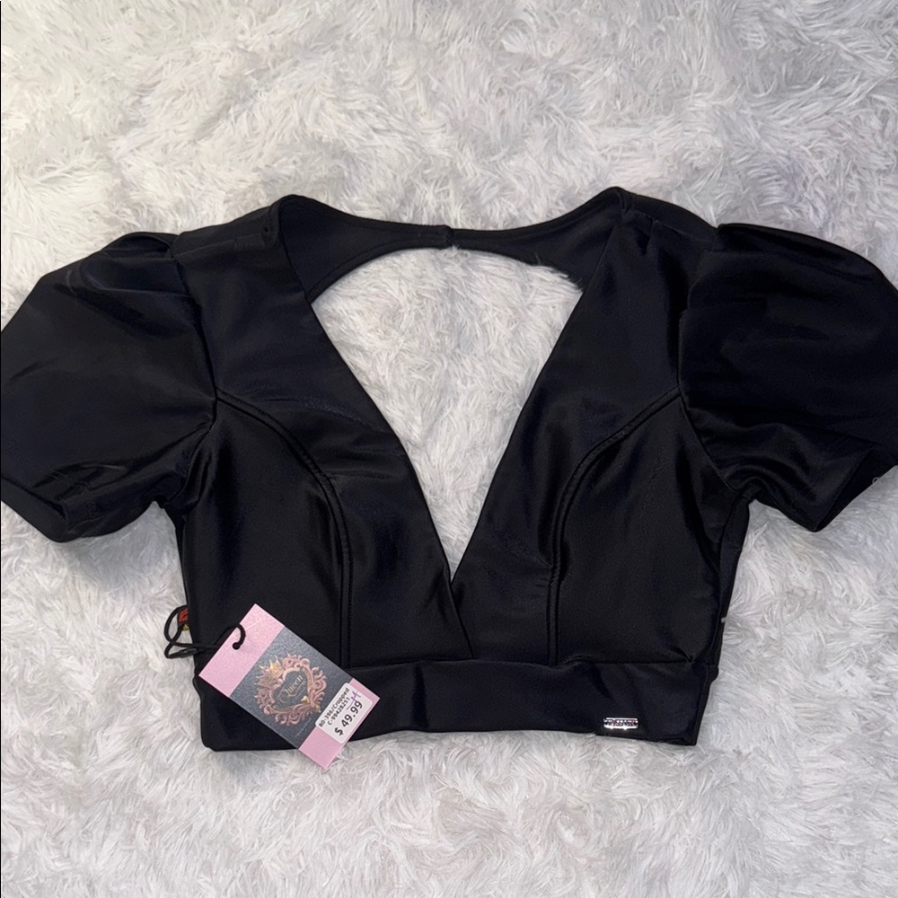 Elegant Black Puff Sleeve Top